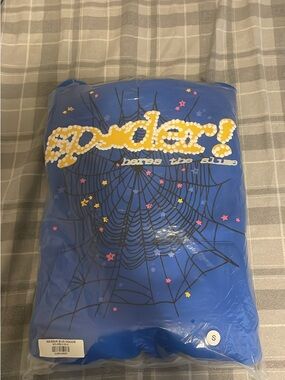 Marina Blue Spider Web Graphic Hoodie - Unbranded